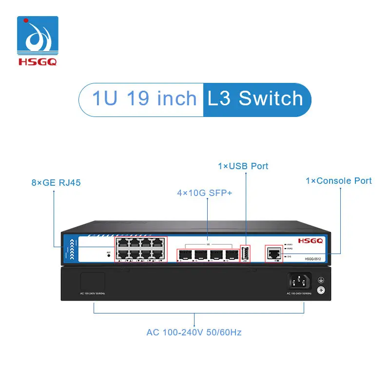 Sfp+ 10G Managed Switch 8 Port - 2026/HSGQ-5512 12-poorts 8*GE + 4*10G SFP+